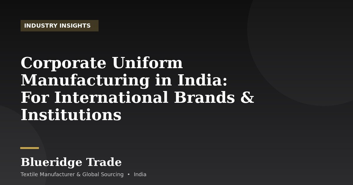 Corporate Uniform Manufacturing in India: For International Brands & Institutions