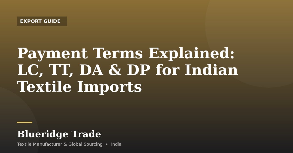 Payment Terms Explained: LC, TT, DA & DP for Indian Textile Imports