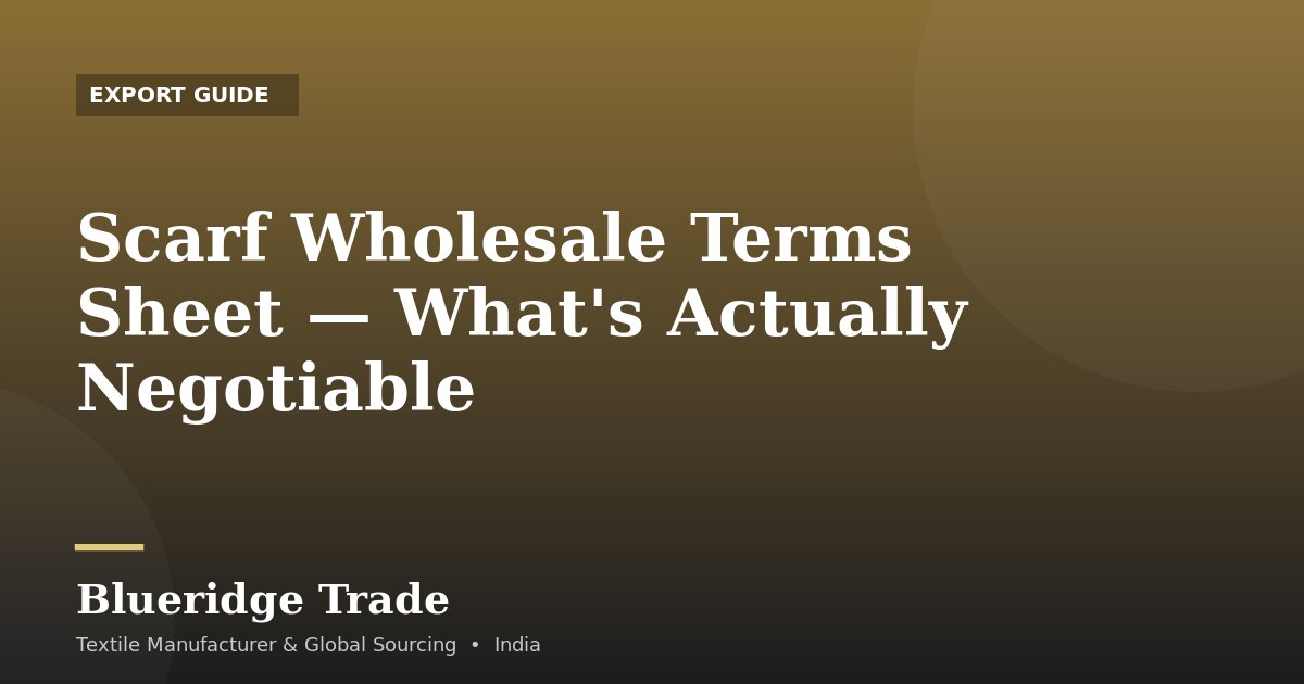 Scarf Wholesale Terms Sheet — What's Actually Negotiable